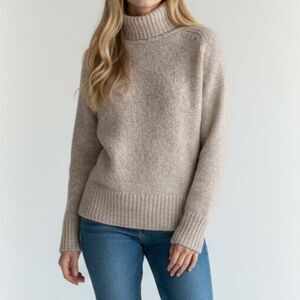 Haven Well Within Marled Cashmere Cocoon Turtleneck Sweater Women XL Tan Boxy